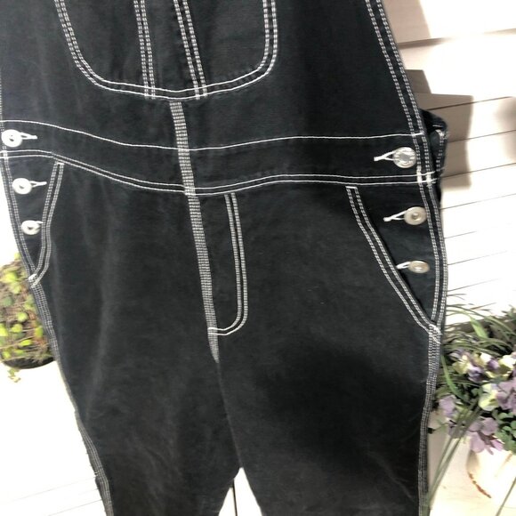 Forever 21 Denim Overalls Jumpsuit Contrast Stitch Blue Small - Picture 12 of 15